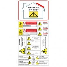 Hazard warning label kit for on grid solar PV system